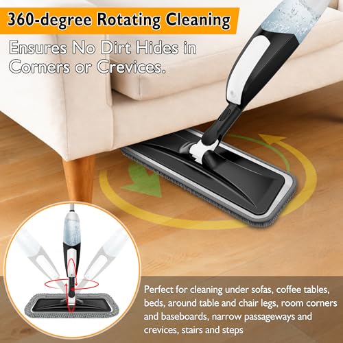 Microfiber Spray Mop for Floor Cleaning - Wet & Dry Mop with 3 Washable Pads