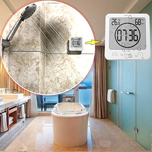 Waterproof Digital Shower Clock and Timer with Temperature & Humidity