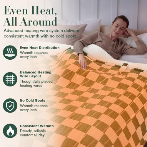 Rayvoice Heated Blanket Throw 50x60 in Dark Green | Electric Throw Blanket