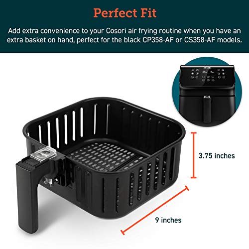 Cosori 5.8QT Black Air Fryer Basket Replacement for CP358-AF & CS358-AF, Non-Stick Dishwasher Safe
