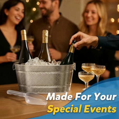 Small Galvanized Beverage Tub with Handles - 3 Gallon Ice Cooler for Parties