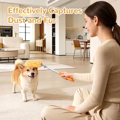 6ft Extendable Microfiber Duster Pole Kit with 50 Refills for High Ceilings