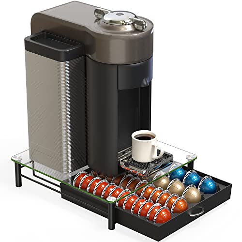 Tempered Glass Coffee Pod Storage Drawer - Fits 24 Large or 48 Small Pods