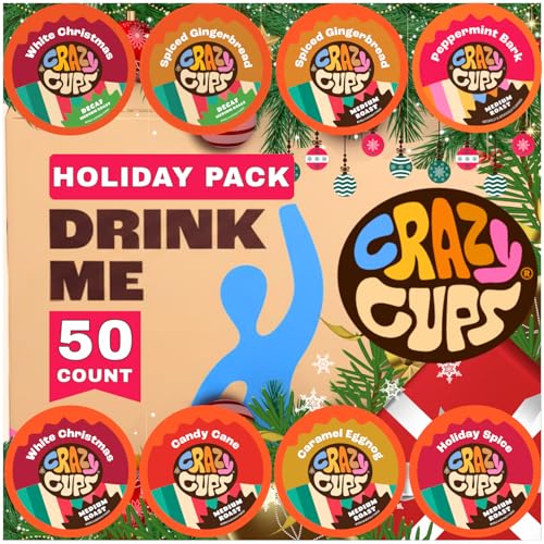 Crazy Cups Christmas Coffee Variety Pack, 50 Count – Holiday Pods