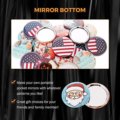 58mm Pocket Mirror Button Maker Supplies - 100 Sets Blank Metal Refills
