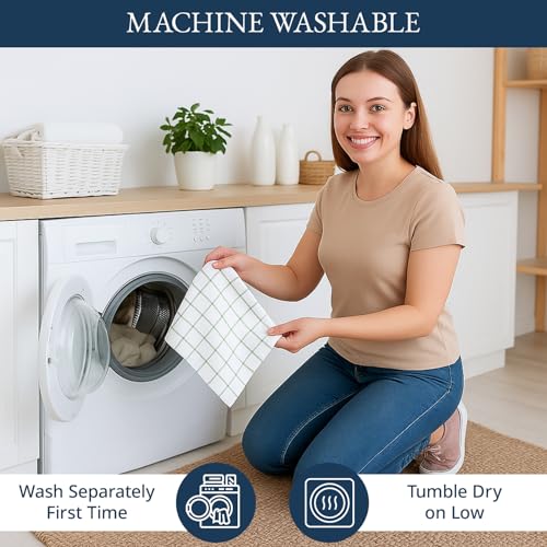 12-Pack Cotton Kitchen Towels - 18" x 28" Absorbent Dish Towels, Olive