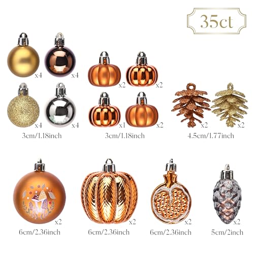 35-Piece Shatterproof Fall Tree Ornaments - Thanksgiving Decor Set