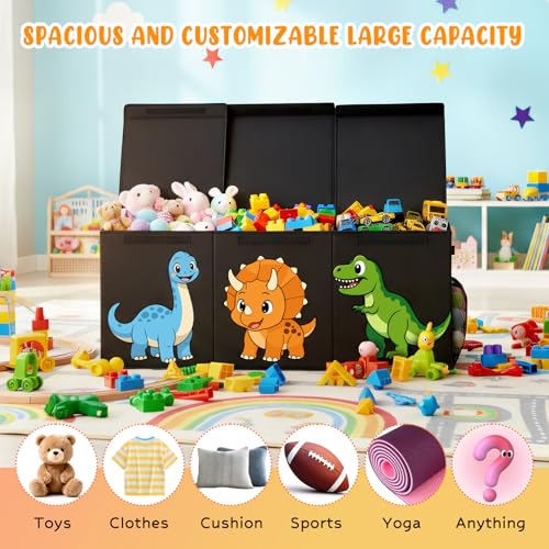 Extra Large Collapsible Toy Chest with Dividers – 40" Dinosaur Toy Organizer
