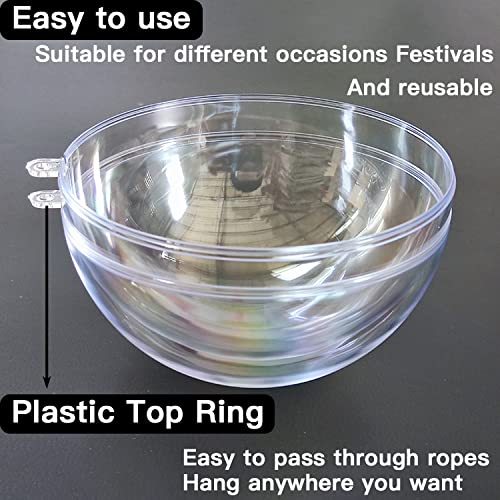 10-Pack 60mm Clear Plastic Fillable Ornament Balls for DIY Crafts