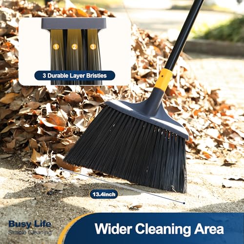 Heavy-Duty Commercial Outdoor Broom - 54-Inch Long Handle, 13-Inch Head