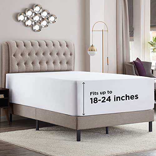 Extra Deep Pocket King Fitted Sheet, 18-24 Inch Mattress Cover, White