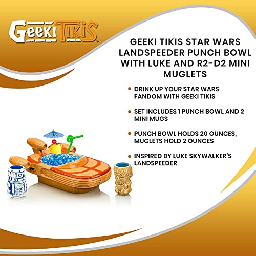 Star Wars Landspeeder Punch Bowl Set with Luke & R2-D2 Muglets | Tiki Drinkware