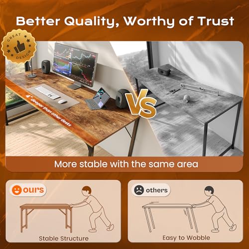 47-Inch Computer Desk with Deeper Desktop, Rustic Brown Office Writing Desk