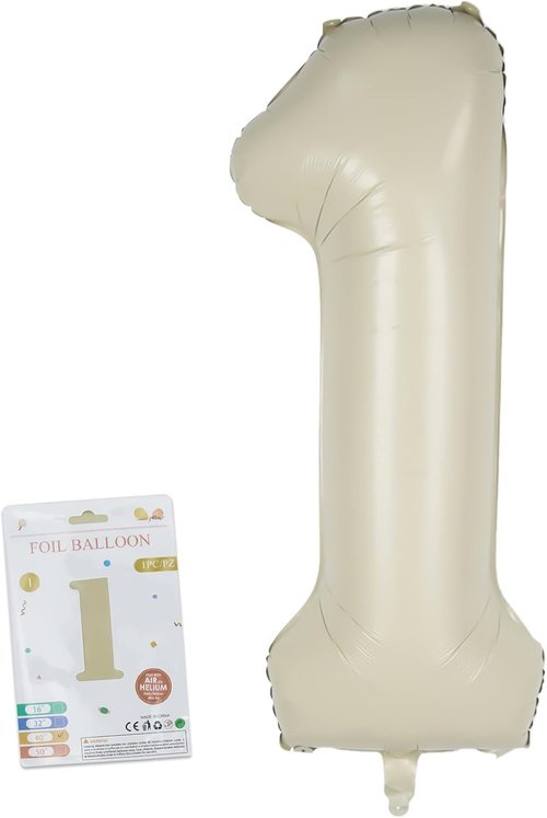 CARGEN 40-Inch Giant Number Balloon - Creamy White Foil Decoration for Birthday & Anniversary Celebrations