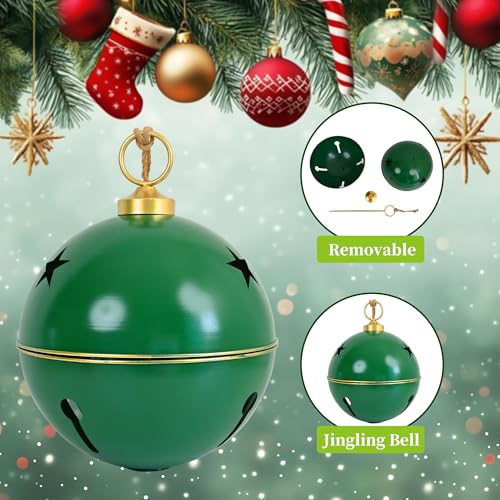 Z&Z Ornamentorum 16 Inch Rustic Christmas Bell - Large Green Holiday Decor