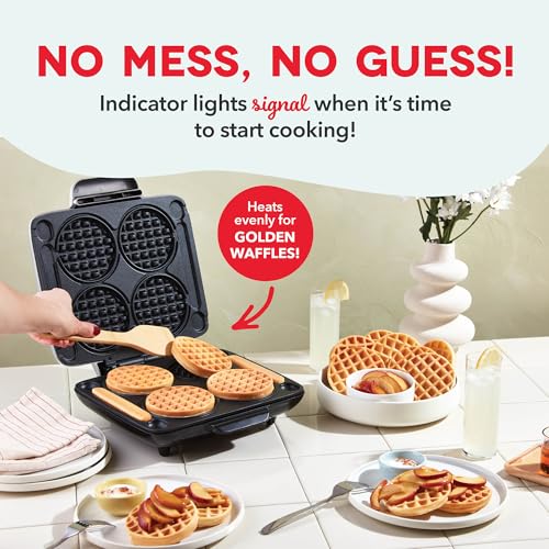DASH Multi Mini Waffle Maker - Four 4¡± Waffle Molds, Nonstick Waffle Iron with Quick Heat-Up, Nonstick Surface - Perfect Mini Waffle Maker for Kids and Families, Just Add Batter
