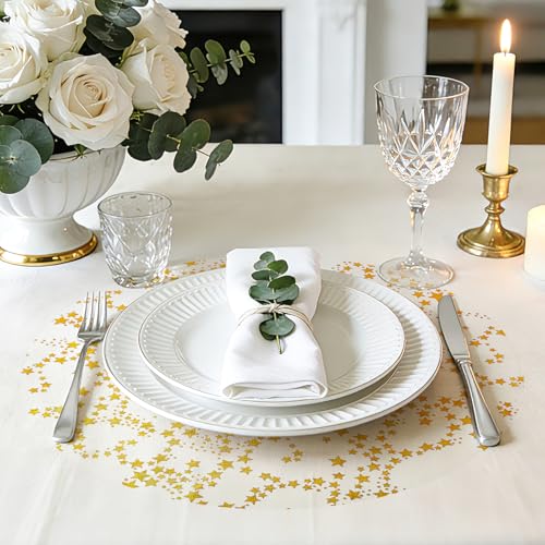 Soleebee 100 Pack Golden Stars Disposable Round Placemats 13" – Doilies for Wedding Birthday Party