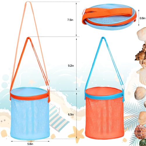 Mesh Beach Shell Collecting Bag & Sand Toy Storage Bucket - 2 Pack