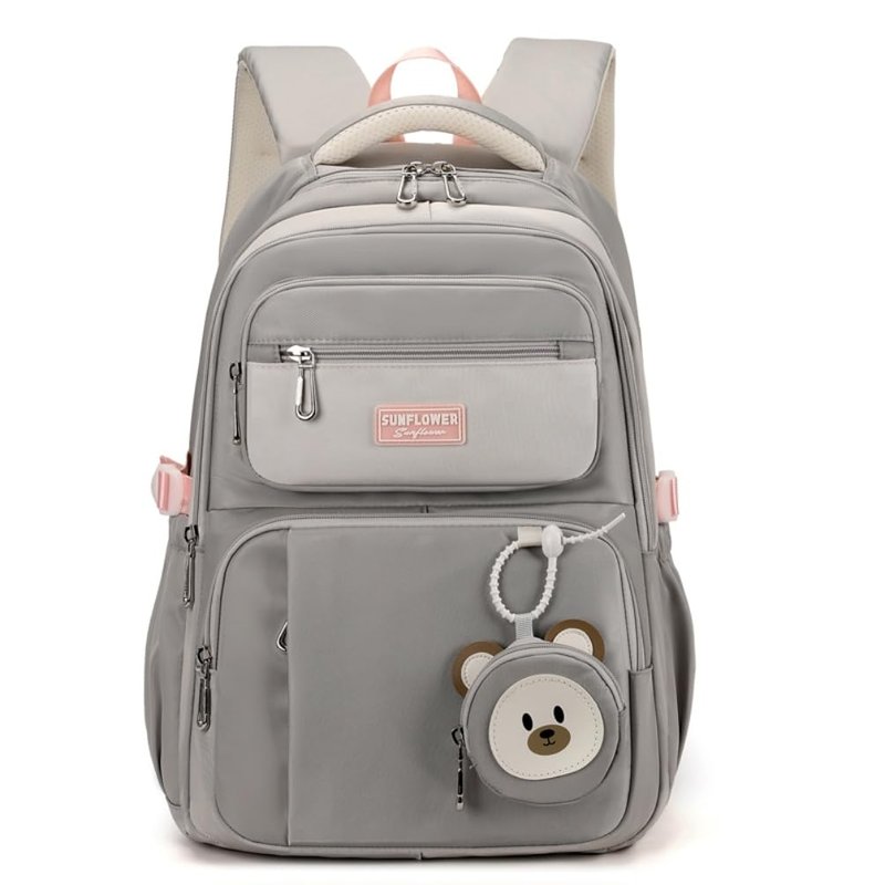EKUIZAI Girls Aesthetic Backpack Elementary Middle Cute Schoolbag Classic Girls Backpack with Charms