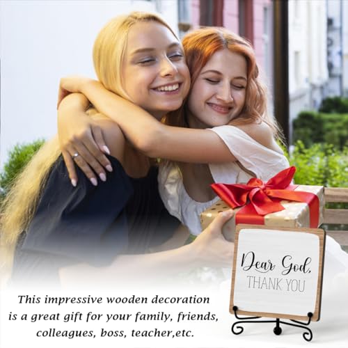 5-Inch Wooden Plaque with Metal Stand - Farmhouse Home Office Desk Decor