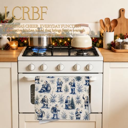 Blue Christmas Santa Kitchen Dish Towels 16x24in - Father Variation by LCRBF