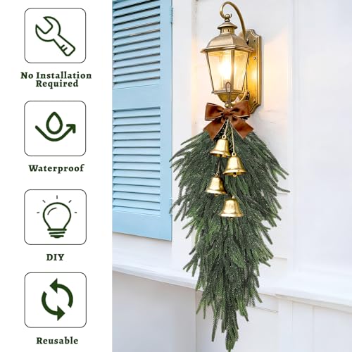 4-Pack 32-inch Artificial Norfolk Pine Teardrop Swag for Christmas Decor