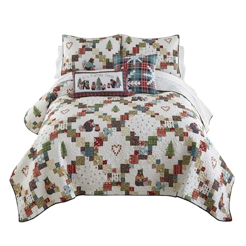 Donna Sharp Holiday Love Twin Quilt Set with Pillow Sham - Christmas Bedding