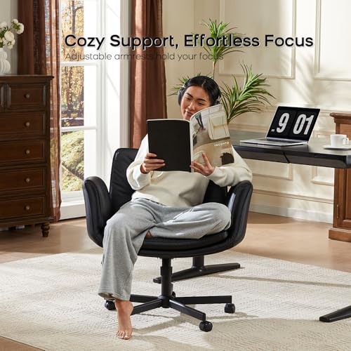 Wide Criss Cross Office Chair with Adjustable Armrests and Memory Foam