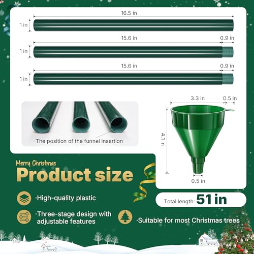 Green 51-Inch Christmas Tree Watering Funnel with Hose - Spill-Free Plant Watering Tool