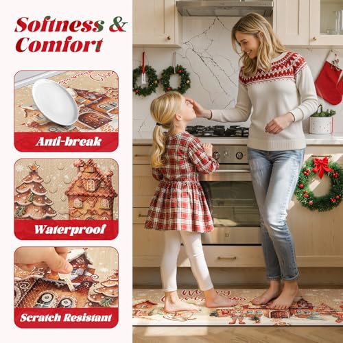 2-Piece Christmas Gingerbread House Anti-Fatigue Kitchen Standing Mat Set