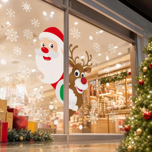 WABIWABI@HOME Christmas-F Holiday Window Clings - Reusable Static Decals for Glass - Christmas-F Variation