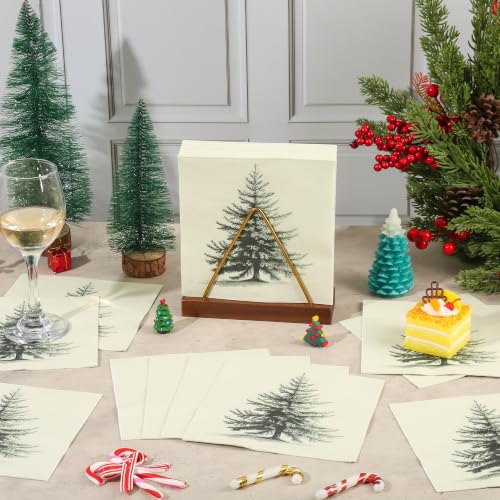 Elyxio 100 Ct Vintage Christmas Tree Napkins 6.5in Disposable, Tree Variation