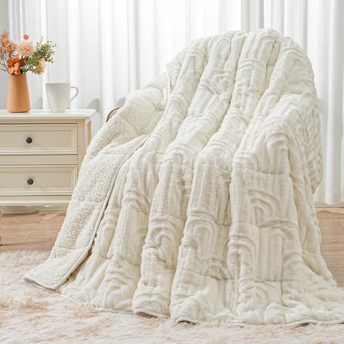 15lbs Fleece Weighted Blanket Queen Size - Soft Sherpa Throw