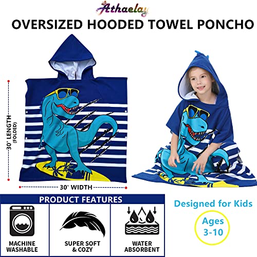 Kids Hooded Dinosaur Beach Towel – Soft Microfiber Bath Poncho Robe