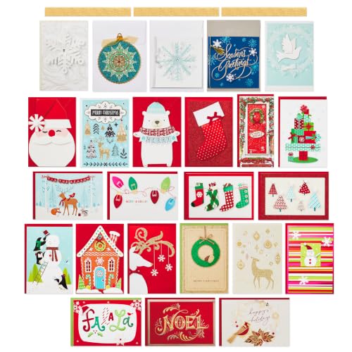 Hallmark Assorted Handmade Christmas Cards Set of 24 with Envelopes 5x7 Inches
