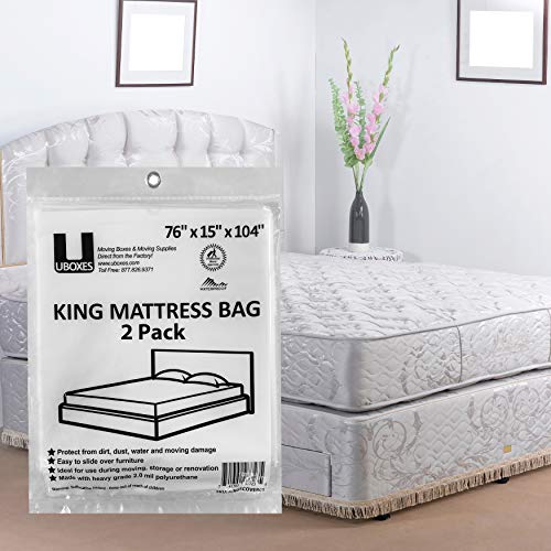 Heavy Duty Clear King Mattress Covers - 2 Pack, 76 x 15 x 104 inch