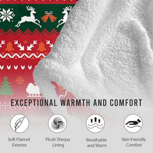 Christmas Red Wearable Blanket Hoodie for Women - Cozy Flannel Holiday Gift - 47x71"