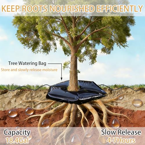 19 Gallon Slow Release Tree Watering Bag - Deep Root Drip Irrigation Ring