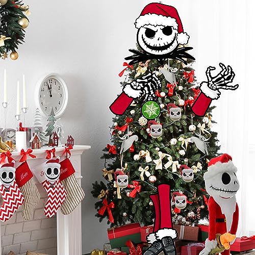 Auirre Jack Christmas Tree Topper Head, Arms & Legs Skeleton in Santa Hat - Variation: THIS listing Jack