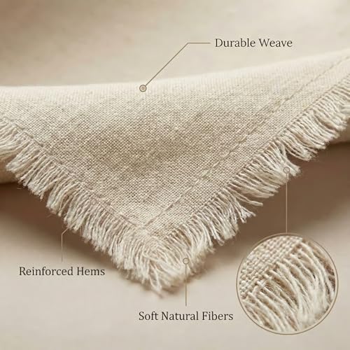 Cotton Linen Blend Cloth Napkins, 18x18 Inch Dinner Napkins, Set of 12