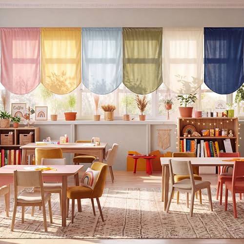 Boho Velvet Classroom Curtains - 24 x 36 Inch Rainbow Window Drapes, 6 Pcs