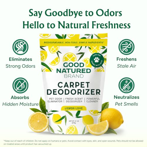 Natural Carpet Deodorizer & Pet Odor Eliminator Powder, Lemon Scent (31 oz)