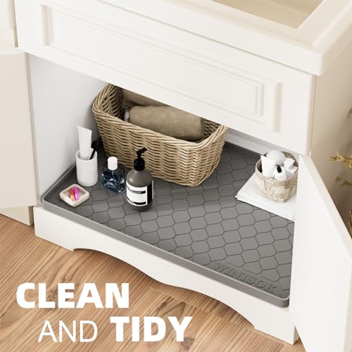Winisok Waterproof Under Sink Mat 34" x 22" Silicone Cabinet Protector