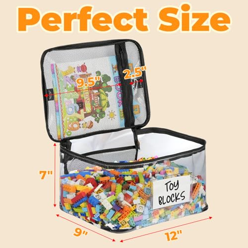6-Pack Extra Large Clear Toy Storage Bags with Zippers and Labels