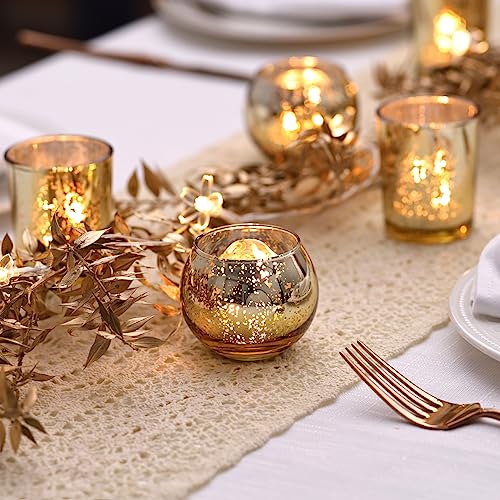 Gold Votive Candle Holders Set of 36 - Mercury Glass Tea Light Holders