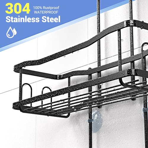 Hanging Shower Caddy Over Shower Head - Rustproof 2-Tier Storage Rack