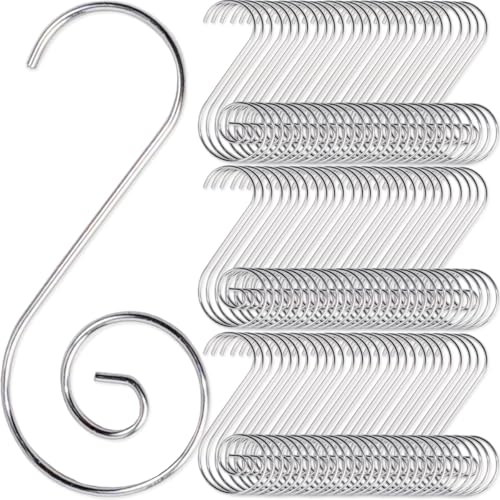 Stainless Steel Christmas Ornament Hooks - 200 Pack Decorative Swirl S-Hooks