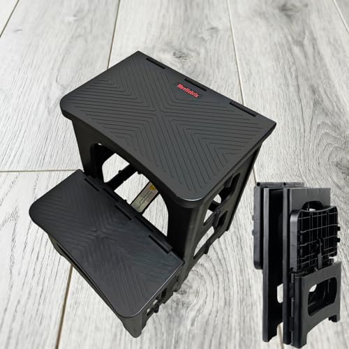 2-Step Folding Step Stool Ladder, Portable Non-Slip Stool for Home and Kitchen