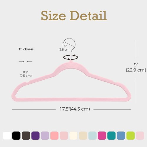 HOUSE DAY Velvet Hangers - 60 Pack Non-Slip Heavy Duty Clothes Hangers | Lt Pink Slim Space-Saving Design