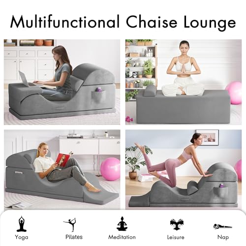 Convertible Yoga Lounge Chair with Lumbar Pillow – Ergonomic Foam Exercise Mat
